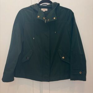 LOFT Women's Dark Green Utility Jacket with Gold Accents